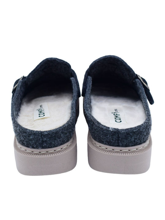 Anatomical Women's Slippers with Fur Navy Blue