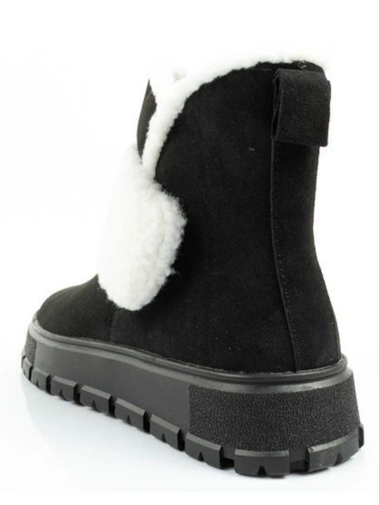Leder Stiefeletten Damen Schwarz