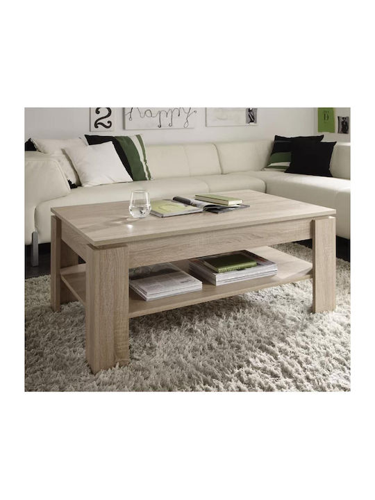 Rectangular Side Wooden Coffee Table with Lifting Mechanism Beige W50xL100xH43cm