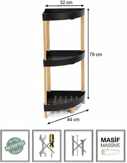 FixWood Colțar Rafturi de baie Raft Baie Plastic 44x32x79cm Neagră