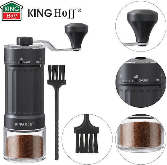 Manual Coffee Grinder Kinghoff Kh 2002 30 G Ceramic Mechanism Gradual Fineness Adjustment Black
