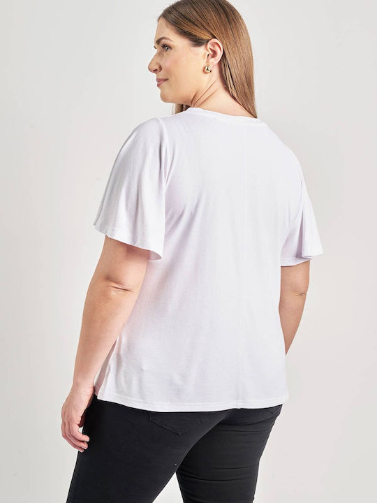Bluza Damă Mâneci Scurte Albă