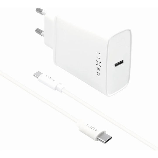 Fixed Φορτιστής με 2 Θύρες USB-A και Καλώδιο USB-C 20W Power Delivery Λευκός (FIXC20-CC-WH)