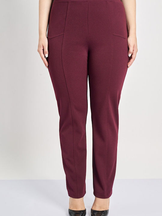 Dama Tesatura Pantaloni cu Elastic cu Croială Slim Roșu