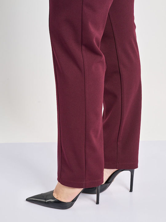 Dama Tesatura Pantaloni cu Elastic cu Croială Slim Roșu