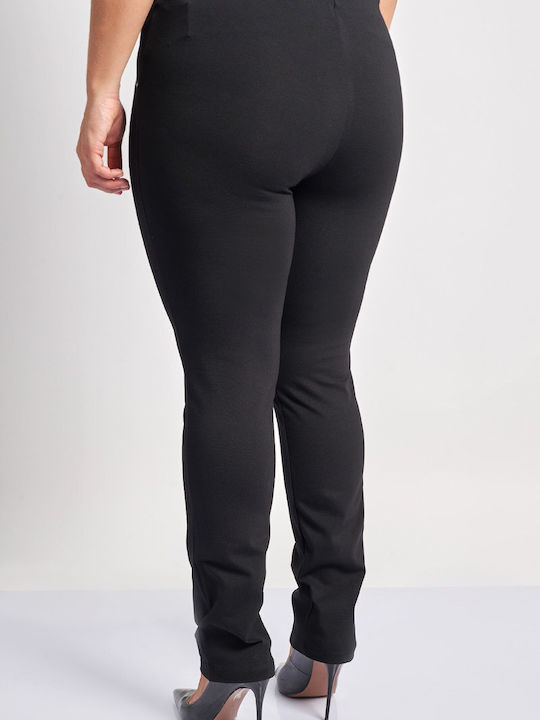 Women's Fabric Trousers with Elastic Black