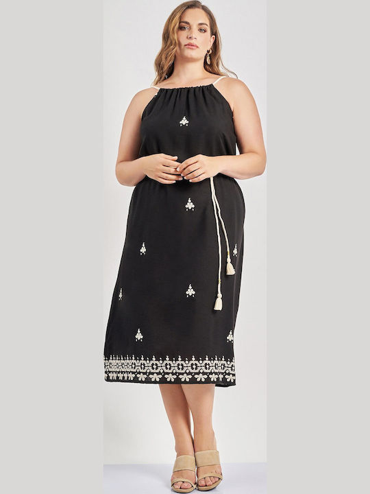 Rochie De Vară Pentru Femei Midi Neagră