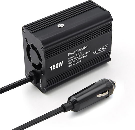 Inverter Invertor Auto 150W pentru Convertirea 12V DC în 220V AC