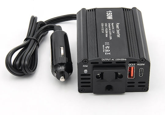 Inverter Invertor Auto 150W pentru Convertirea 12V DC în 220V AC