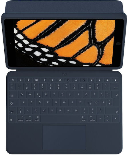 Logitech Combo Flip Cover Ανθεκτική με Πληκτρολόγιο Μπλε (iPad 2019/2020/2021 10.2'')