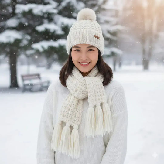 Beanie Beanie Knitted in Beige color