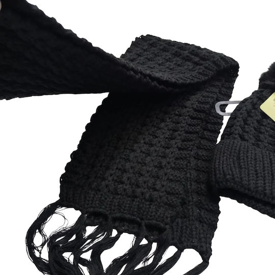 Beanie Γυναικείος Σκούφος Πλεκτός σε Μαύρο χρώμα