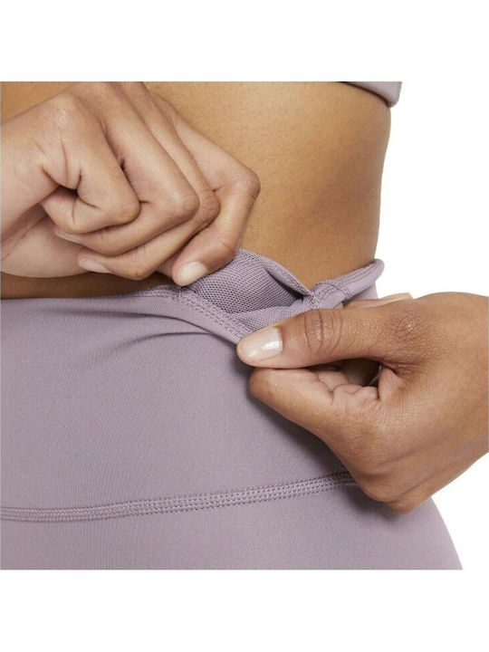Dri-Fit Swoosh Running Γυναικείο Cropped Κολάν Ψηλόμεσο Μωβ