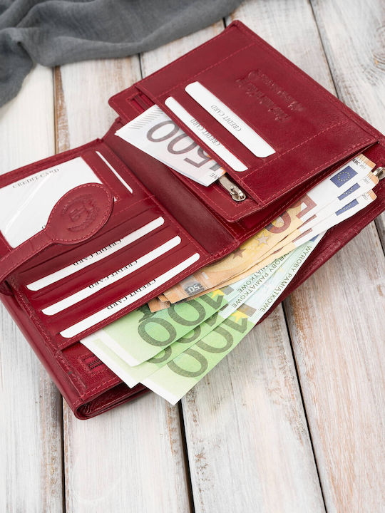 Groß Leder Damen Geldbörse Klassisch mit RFID Rot
