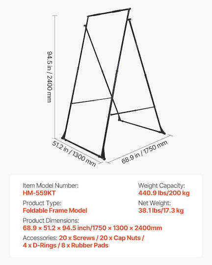 Vevor Multifunctional Yoga Hammock Base Triangular Frame Adjustable Levels Maximum Load 200 Kg Kjw46inch102jg8fp001v0