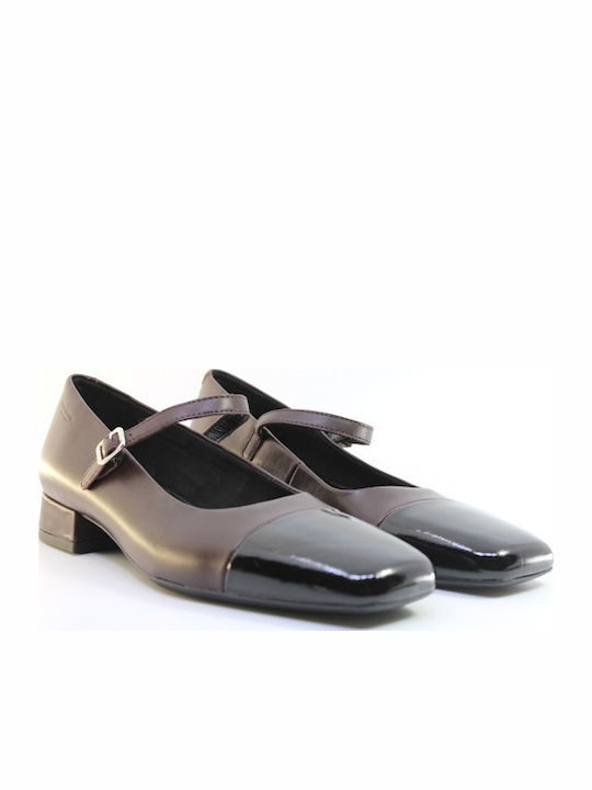 Carmens Debbi Leather Pointed Toe Heels with Strap & Low Burgundy Heel VG3345BP