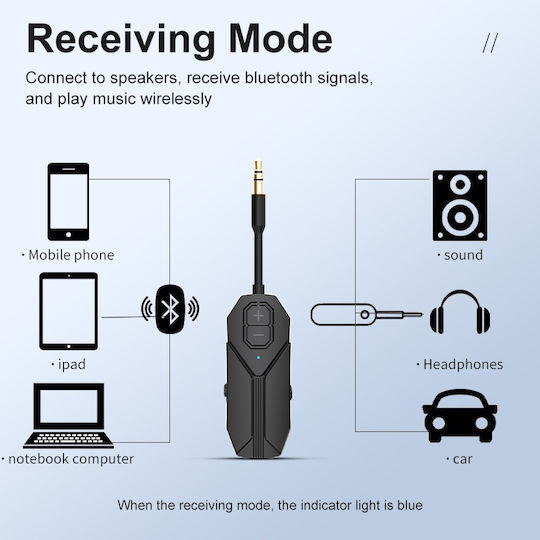 M126 Transmițător Receptor Audio Bluetooth 5.4 Wireless Portabil Compatibil TV PC Boxe Căști 3.5mm Aux Baterie Reîncărcabilă Mod Dublu Tx Rx Negru