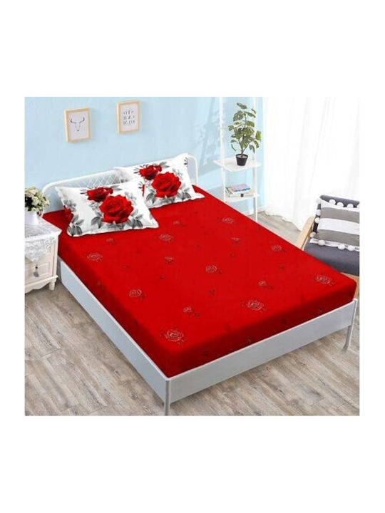 Kotonia Home Set Husă de Pilotă Dublă cu 2 Fețe de Pernă & 1 Cearsaf 200x230 Yoyo Floral