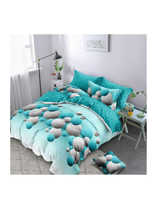 Kotonia Home Set Husă de Pilotă Dublă cu 2 Fețe de Pernă & 1 Cearsaf 200x230 Geometric