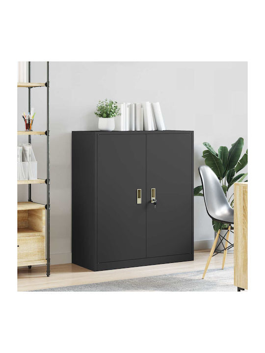 Cabinet de Birou Metalic Negru 90x40x105cm