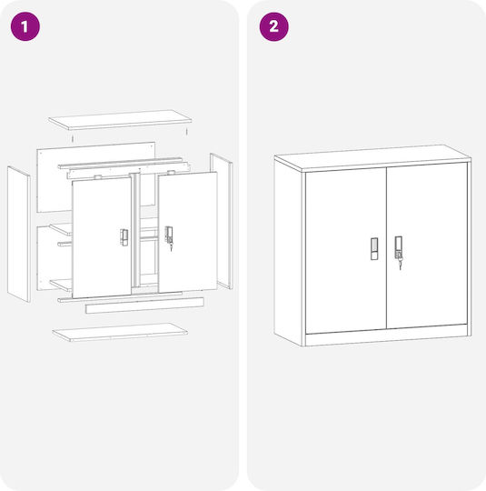 Dulap De Depozitare Pentru Birou Metalic Negru 90x40x90cm