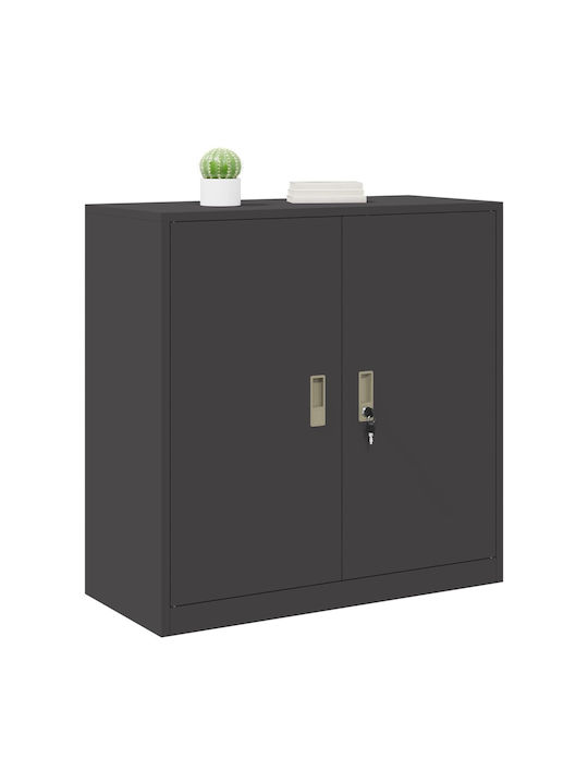 Kabinett Büro Black Velvet-Black Metal 90x40x90cm