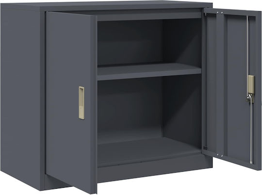 Office Storage Metal Cabinet Charcoal L80xW40xH70cm