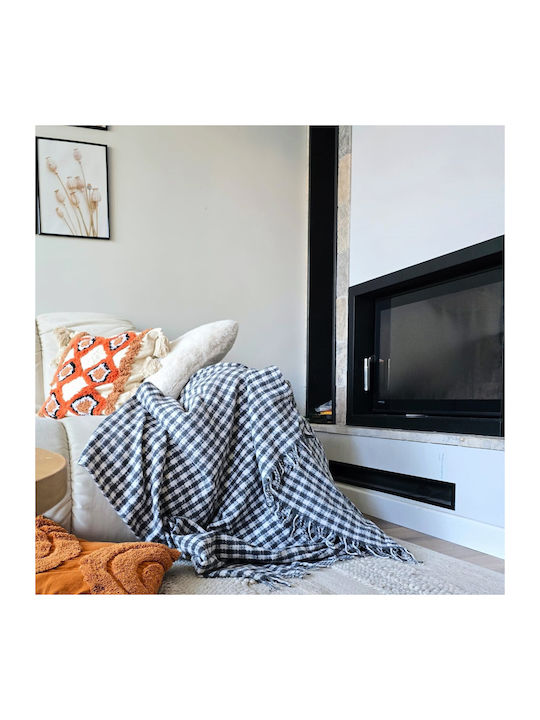 Kotonia Home Pătură Muselină Semidublă Cu Franjuri 180x230cm Aquamarine