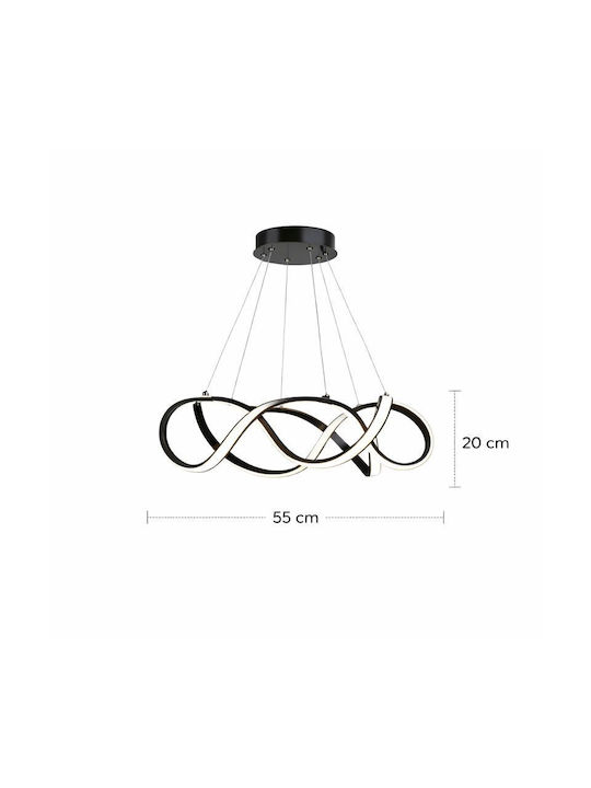 Adjustable Pendant Light Black 55x55cm
