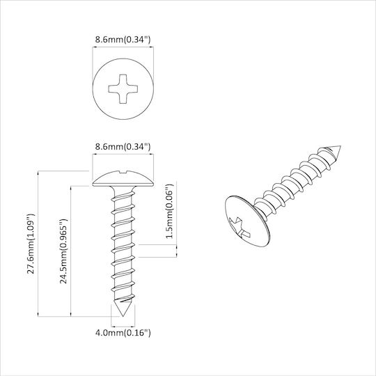 vidaXL Wood Bolts Metallic with Diameter M4 and Length 25mm 9000pcs