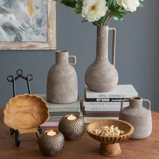 Artekko Decorative Vase Candia Gray 15.5x15.5x17.5cm
