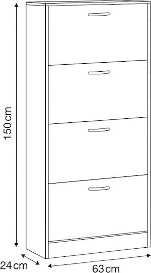 Ξύλινη Παπουτσοθήκη 60x24x151.2cm