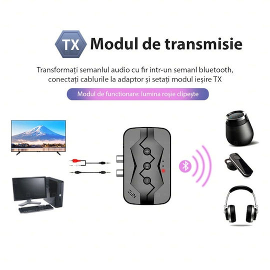 Adaptor Bluetooth M23 Transmițător Receptor Tv Pc Sistem Audio Acasă Jack 3,5 mm Micro Sd Usb Aux Nfc Rca Negru