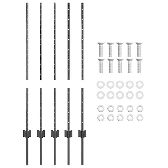 vidaXL Στύλος Περίφραξης Κήπου από Ατσάλι 140x8.5x100εκ. 5τμχ Γκρι