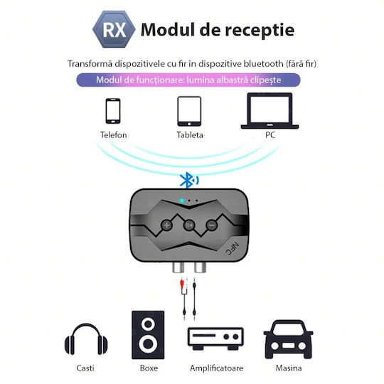 Adaptor Bluetooth M23 Transmițător Receptor Tv Pc Sistem Audio Acasă Jack 3,5 mm Micro Sd Usb Aux Nfc Rca Negru