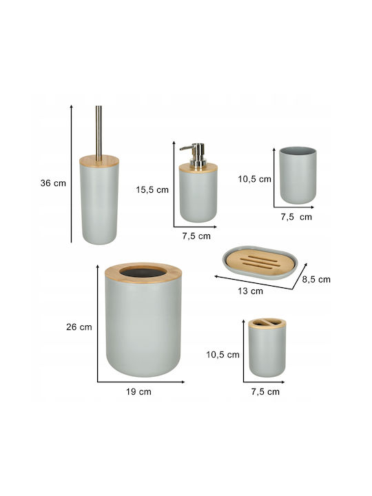 ikonka Plastic Bathroom Accessory Set Gray 6pcs