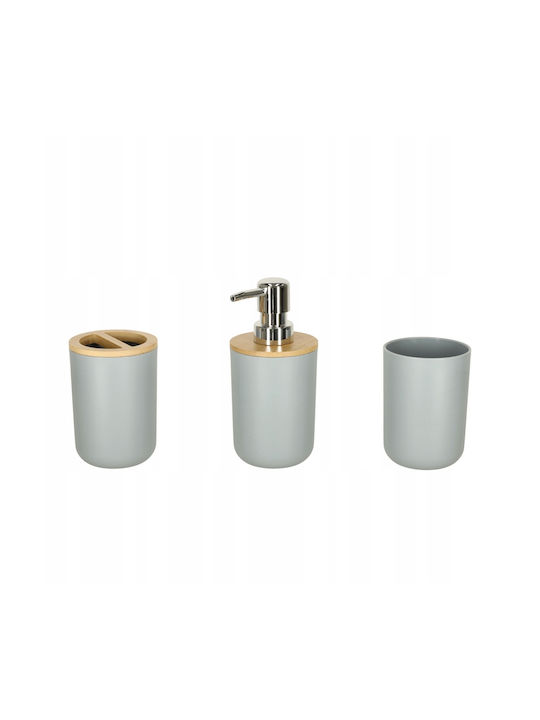 ikonka Plastic Bathroom Accessory Set Gray 6pcs