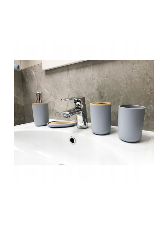 ikonka Plastic Bathroom Accessory Set Gray 6pcs