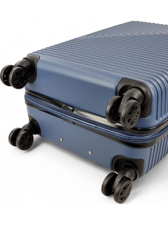 Rain Hard Blue Travel Suitcases with 4 Wheels Set of 3 Pieces