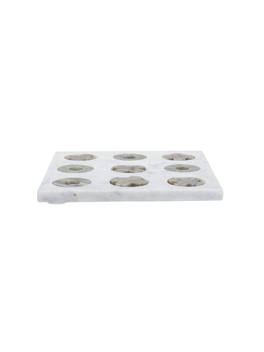 Artekko Tic Tac Toe Γκρι Μαρμάρινη Διακοσμητική Τρίλιζα Λευκή Βάση 23x23x1.5 Cm