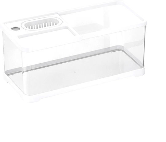 Aquarium 43 Liters Pa-43 – Panoramic Plastic 95% Transparency – L53xW29xH28cm – White Aquarium + Led Light Warm Yellow 3w + Filter 3.5w
