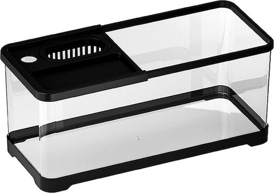 Aquarium 21 Liters Pa-21 – Panoramic Plastic 95% Transparency – L47.5xW21xH21cm – Black Aquarium + Led Light Warm Yellow 3w + Filter 3.5w