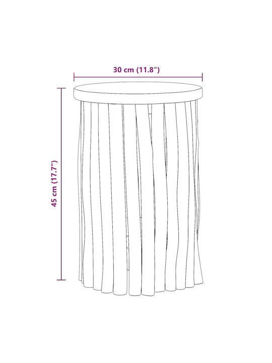vidaXL Round Side Table Made of Solid Wood Natural 30x30x45 cm