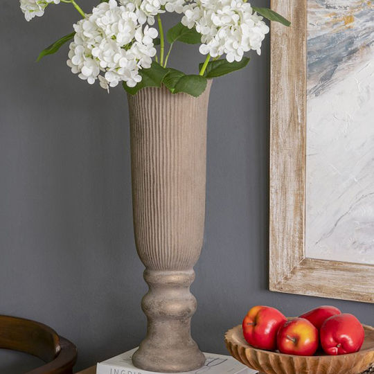 Artekko Διακοσμητικό Βάζο Πήλινο Candia Καφέ Φ17.5xΥ56.5cm
