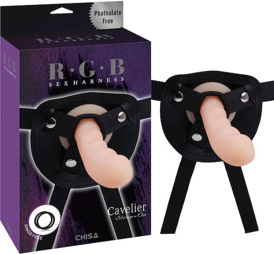 Chisa Novelties Cavelier Strap-On Harness με Dildo 16.5cm στο χρώμα του δέρματος