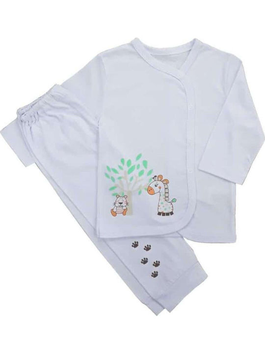 Beboulino Kinder Schlafanzug Winterlich Weiß