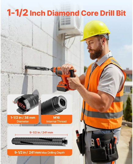 Vevor Ποτηροπρίονο Ξηρής Κοπής με Διάμετρο 38mm για Μπετό και Τούβλο
