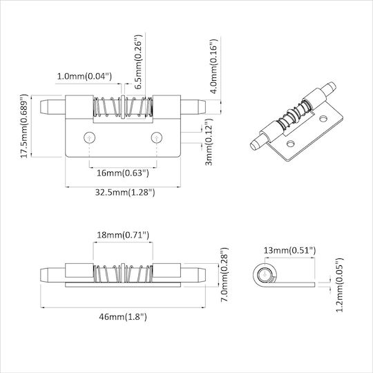 Latch 1800 Pcs Silver 46 x 17 x 1.2 mm Steel 864617 Silver