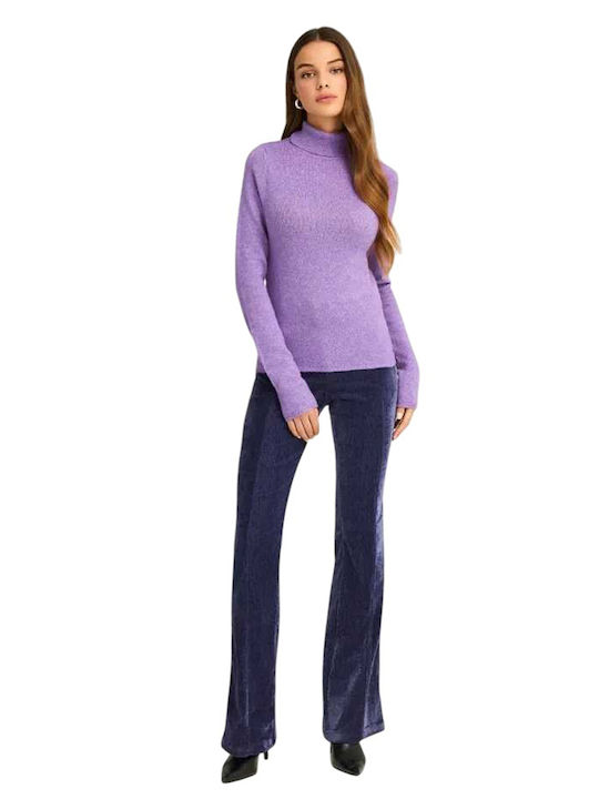 Women's Long Sleeve Sweater Turtleneck Lilacc