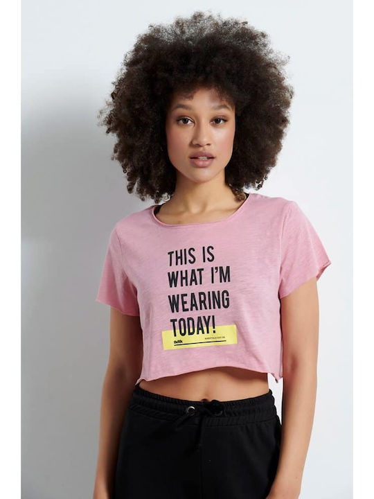 Women's Summer Crop Top Cotton Short Sleeve Pink